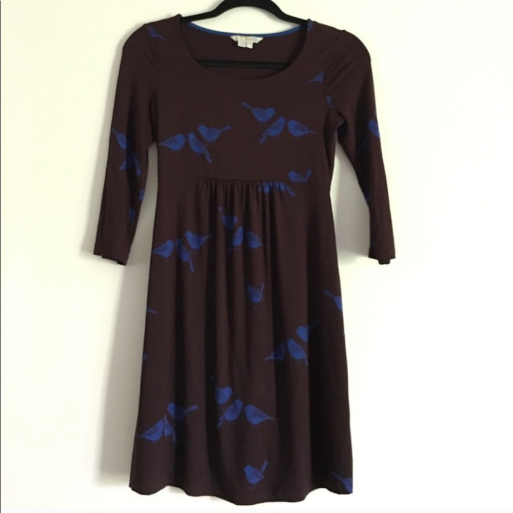 Boden 4P empire waist bird dress